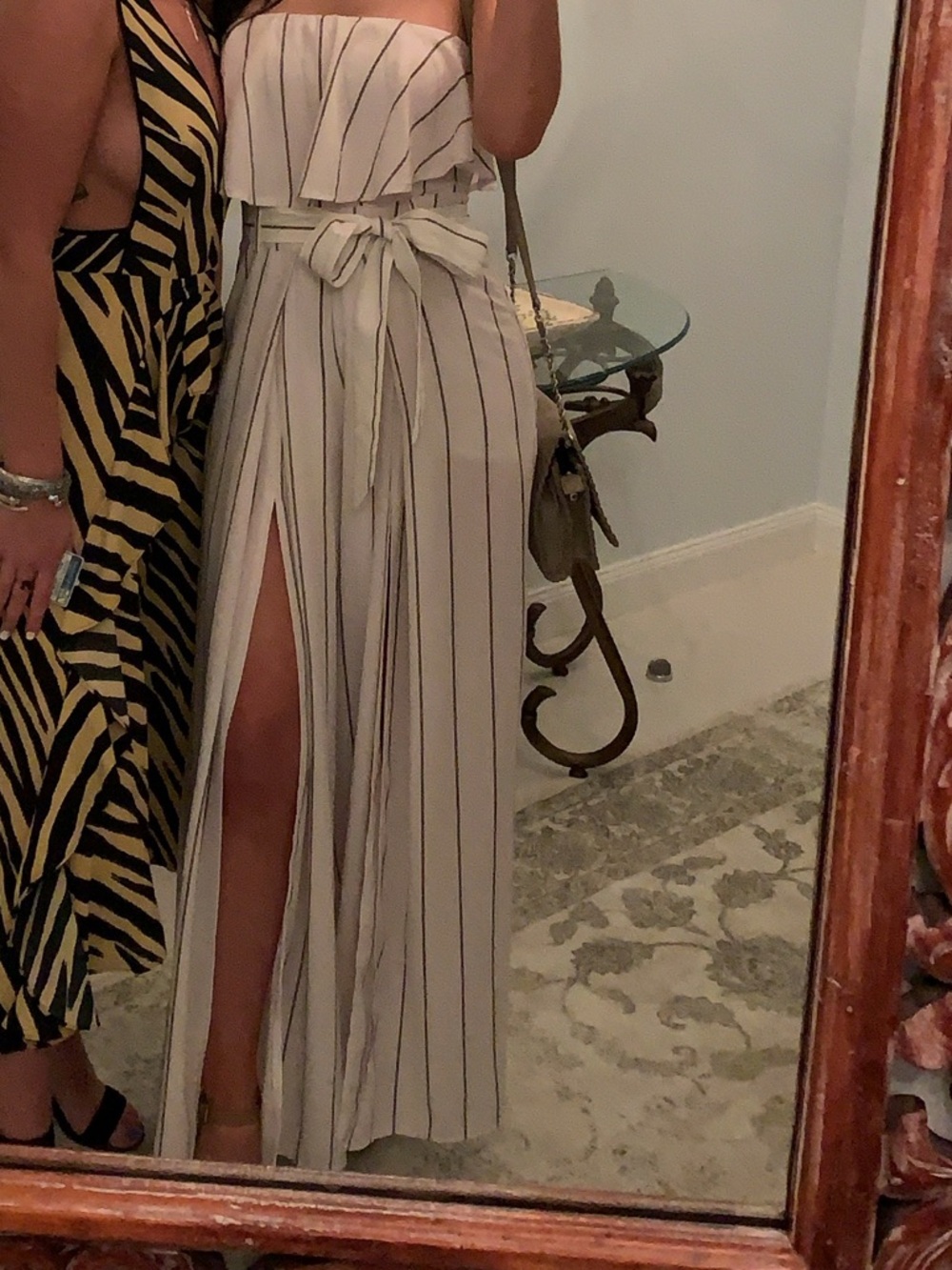 Strapless Off White Stripe Jumpsuit